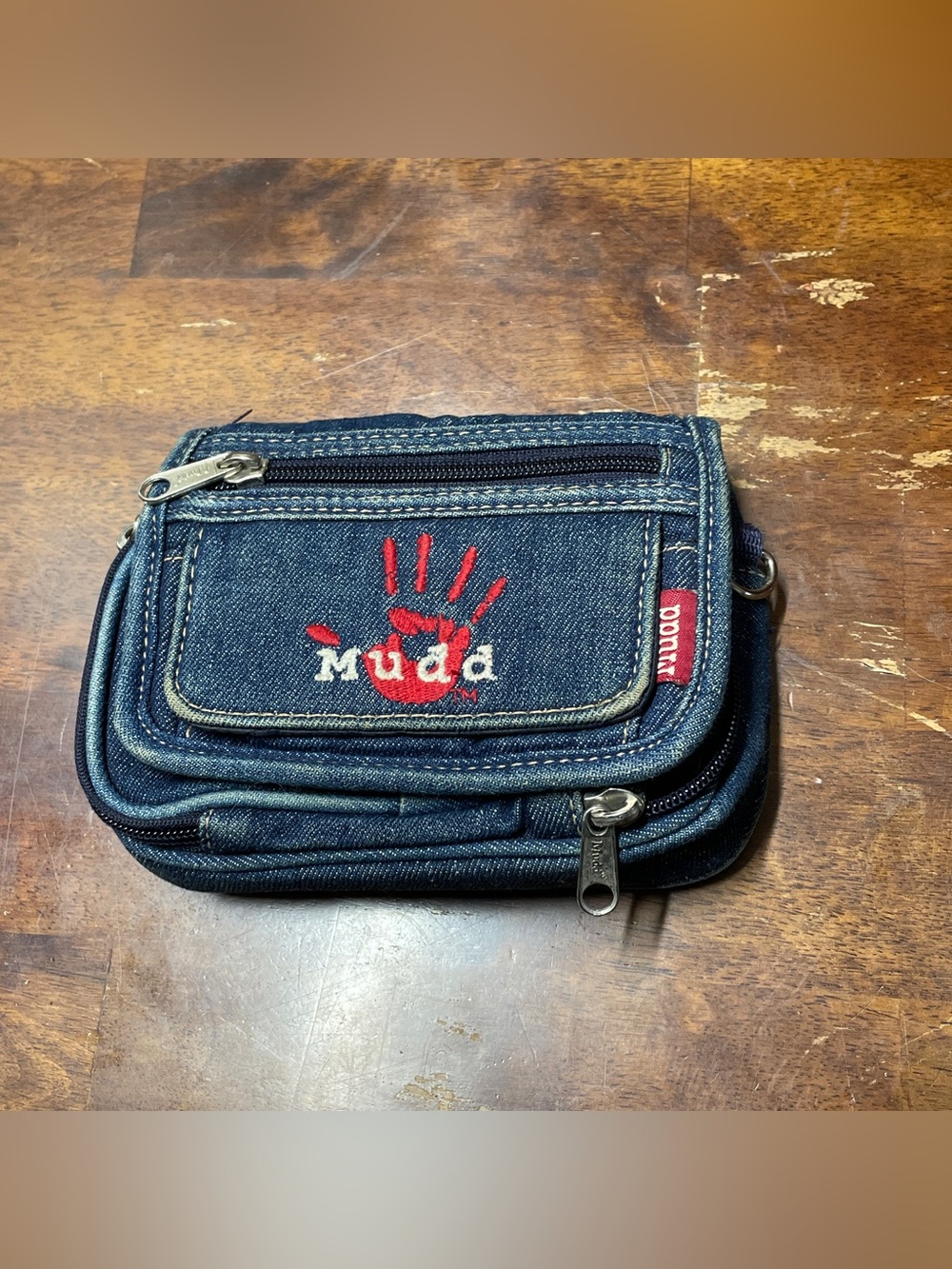 Mudd Vintage Y2K 90s Blue Denim Crossbody Bag Purse Organizer Multiple Pockets
